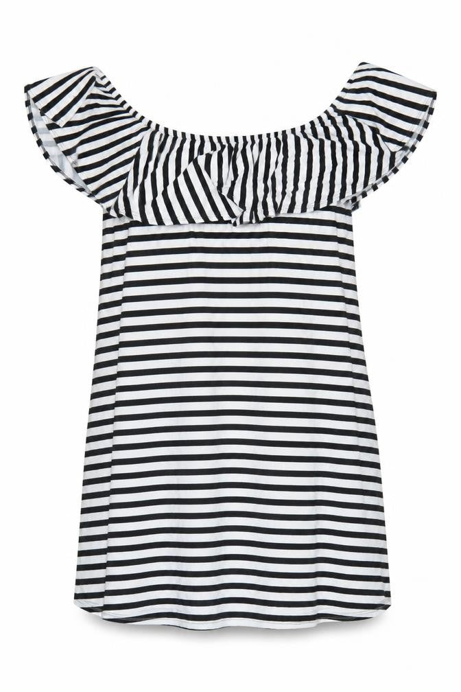 JD Williams Women’s Black White Stripe Off Shoulder Dress UK 20