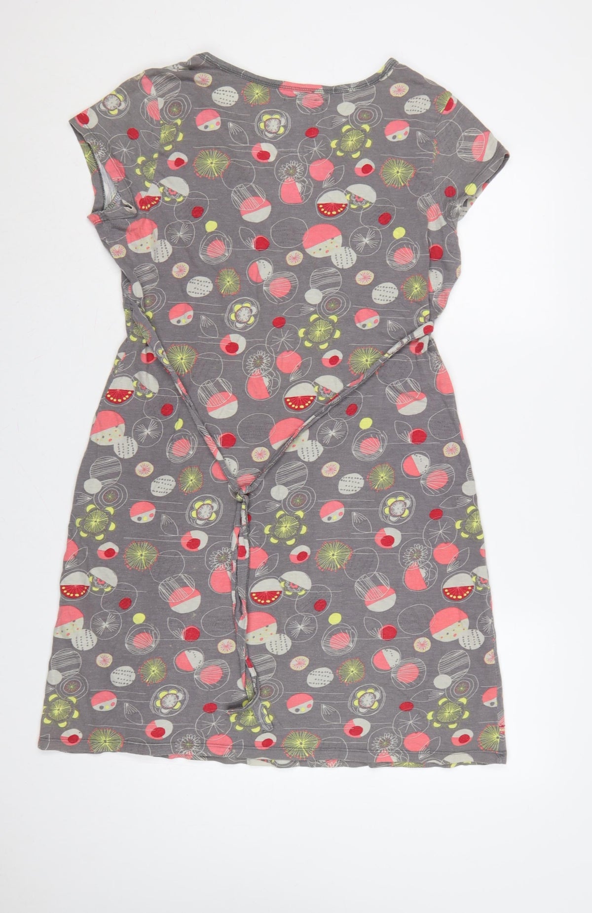 Mantaray Women Grey Floral Wrap Dress Size 16 Knee Length Jersey