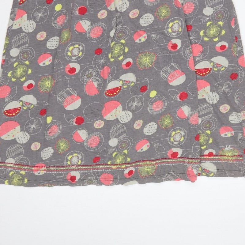 Mantaray Women Grey Floral Wrap Dress Size 16 Knee Length Jersey
