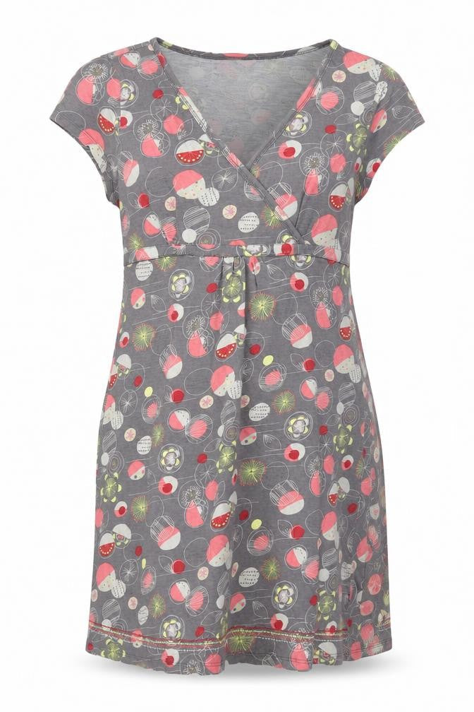 Mantaray Women Grey Floral Wrap Dress Size 16 Knee Length Jersey