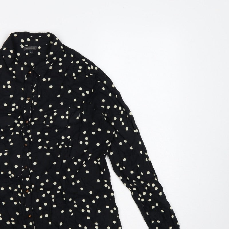 River Island Women’s Black Polka Dot Size 10 Button-Up Shirt