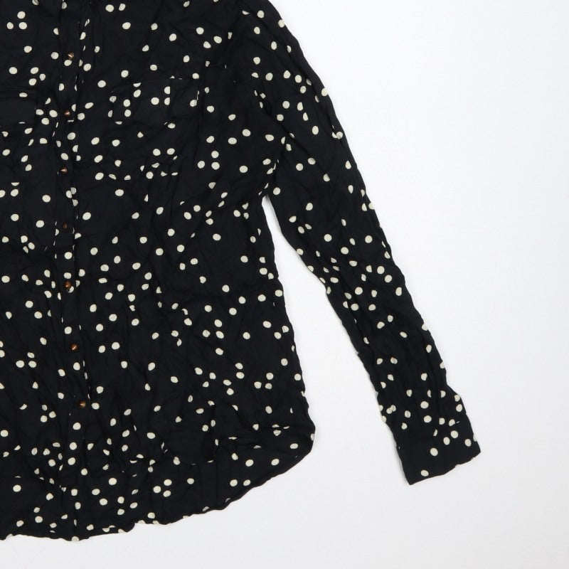 River Island Women’s Black Polka Dot Size 10 Button-Up Shirt
