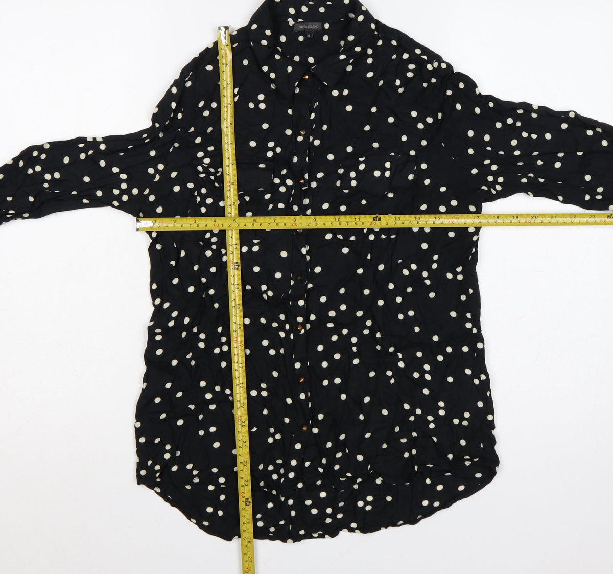 River Island Women’s Black Polka Dot Size 10 Button-Up Shirt