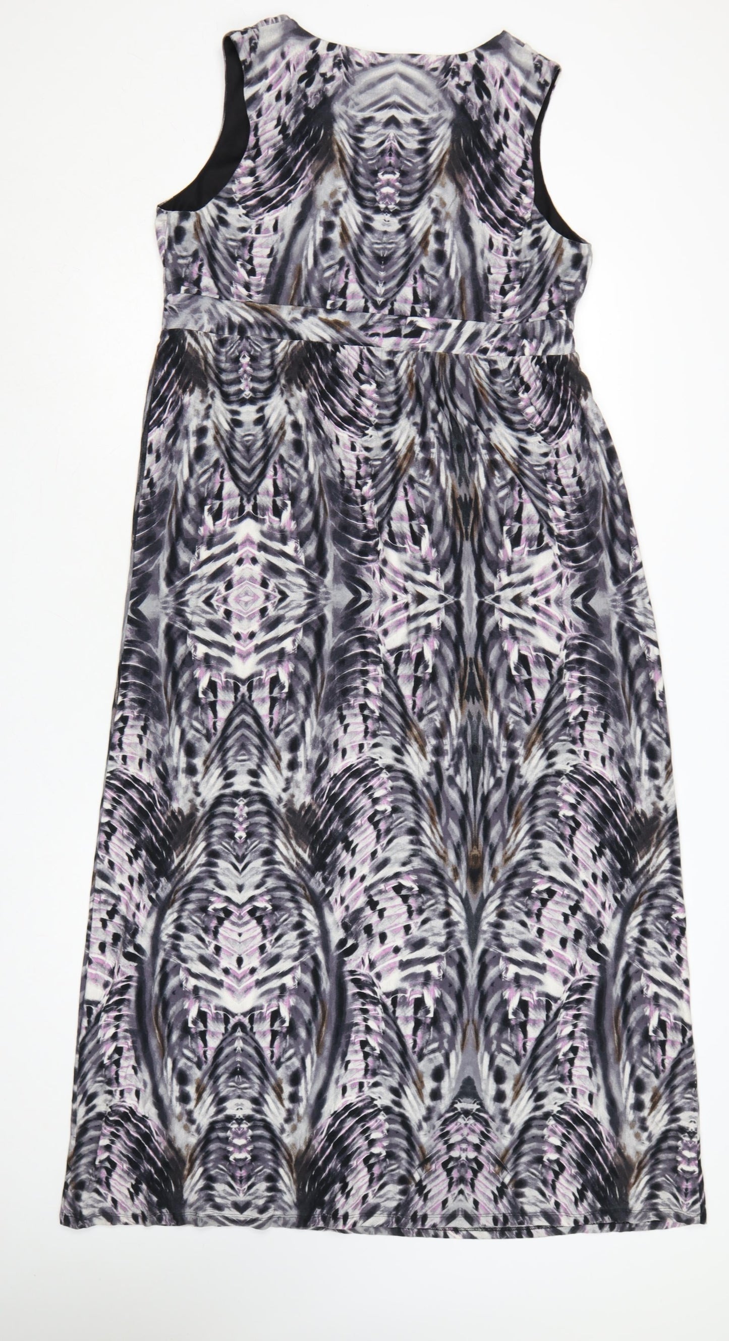 Per Una Women Multicoloured UK 16 A-Line Midi Geometric V-Neck Dress