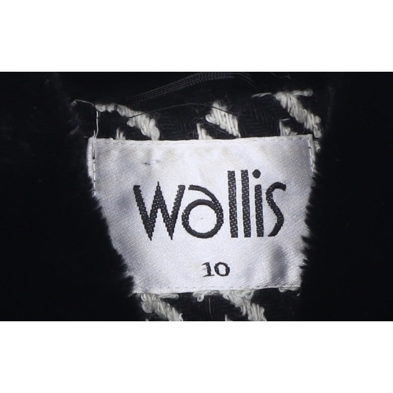 Wallis Women's Black Ivory UK 10 Houndstooth Tweed Blazer Jacket