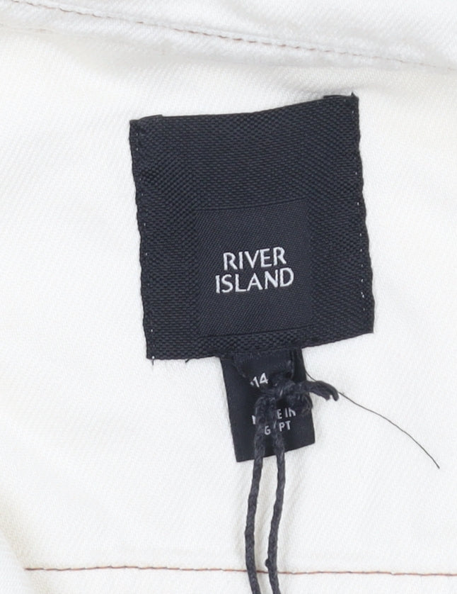 River Island Women Ivory UK 14 Utility Belted Long Sleeve Jumpsuit