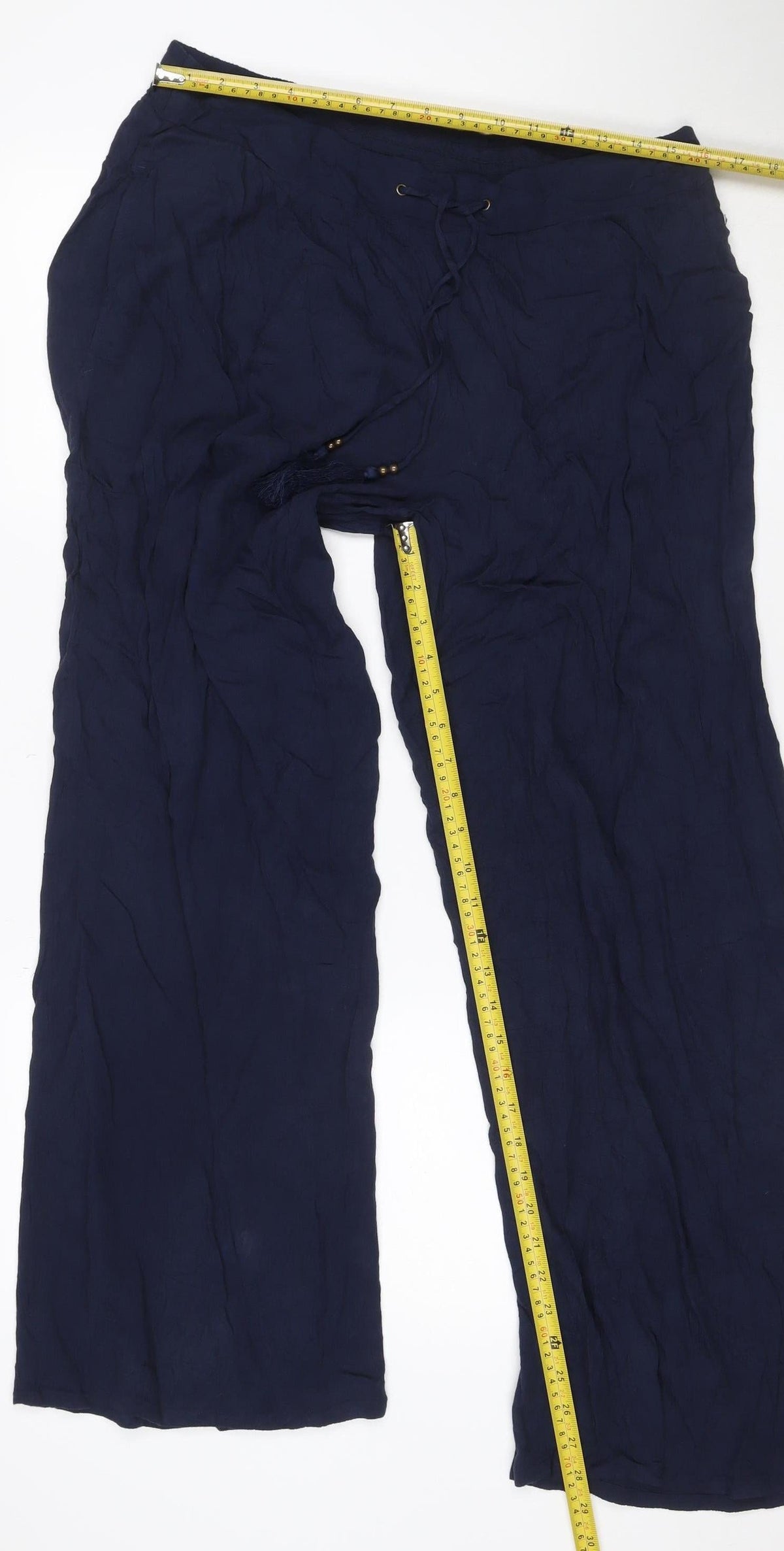 Marks and Spencer Women Blue UK 16 Harem Wide Leg Drawstring Trousers