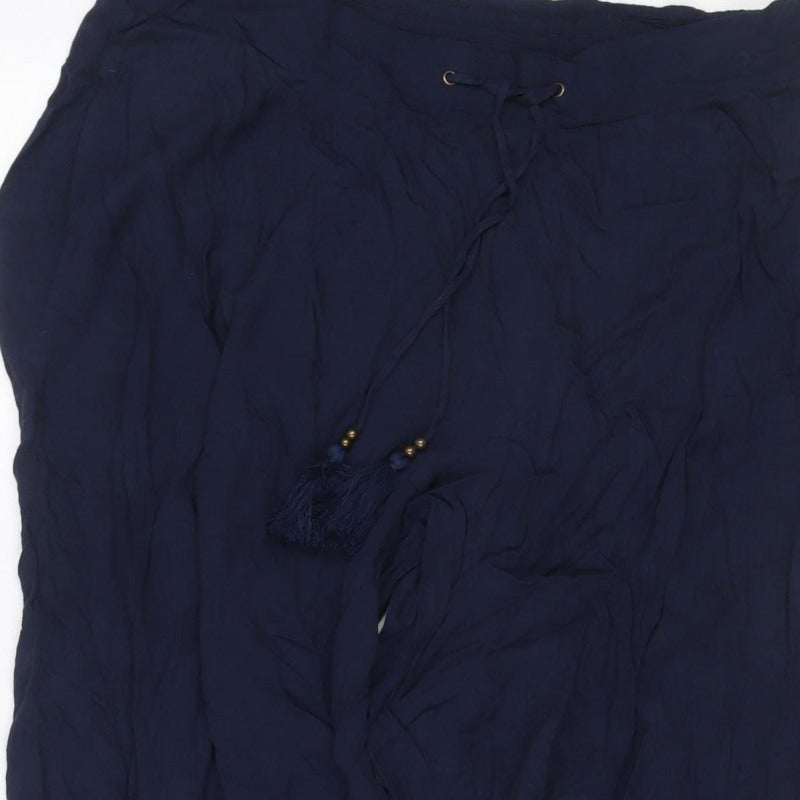 Marks and Spencer Women Blue UK 16 Harem Wide Leg Drawstring Trousers