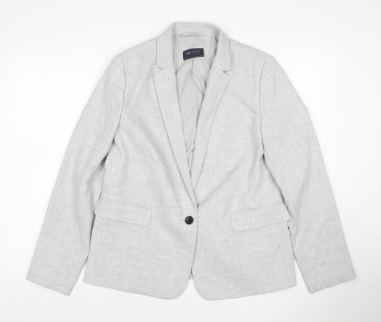 Marks and Spencer Women's Grey UK 12 Lined Single-Breasted Blazer