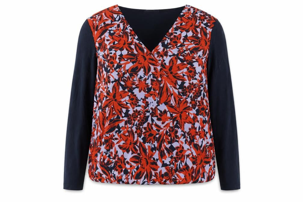 Marks & Spencer Women Multicoloured UK 16 Floral Wrap Blouse Long Sleeve