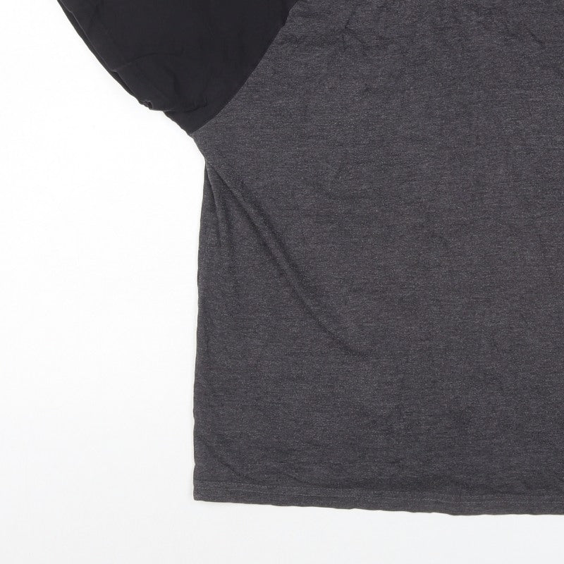 Additional view of Cedherring Men's Grey Black Large Slim Fit Raglan Crew Neck T-Shirt