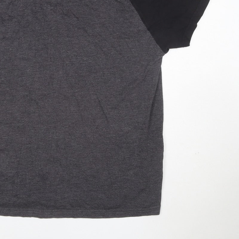 Additional view of Cedherring Men's Grey Black Large Slim Fit Raglan Crew Neck T-Shirt