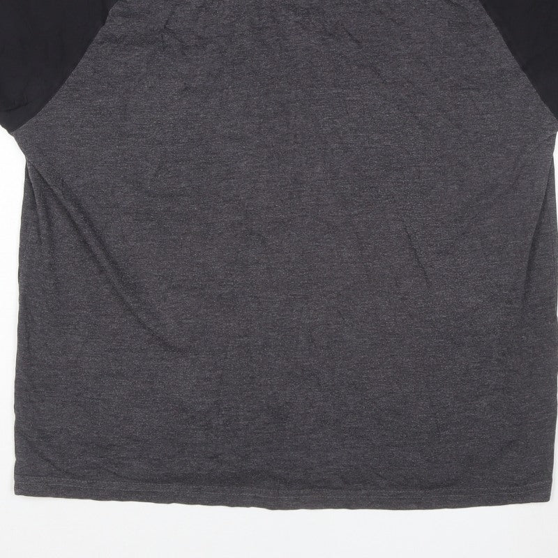 Additional view of Cedherring Men's Grey Black Large Slim Fit Raglan Crew Neck T-Shirt