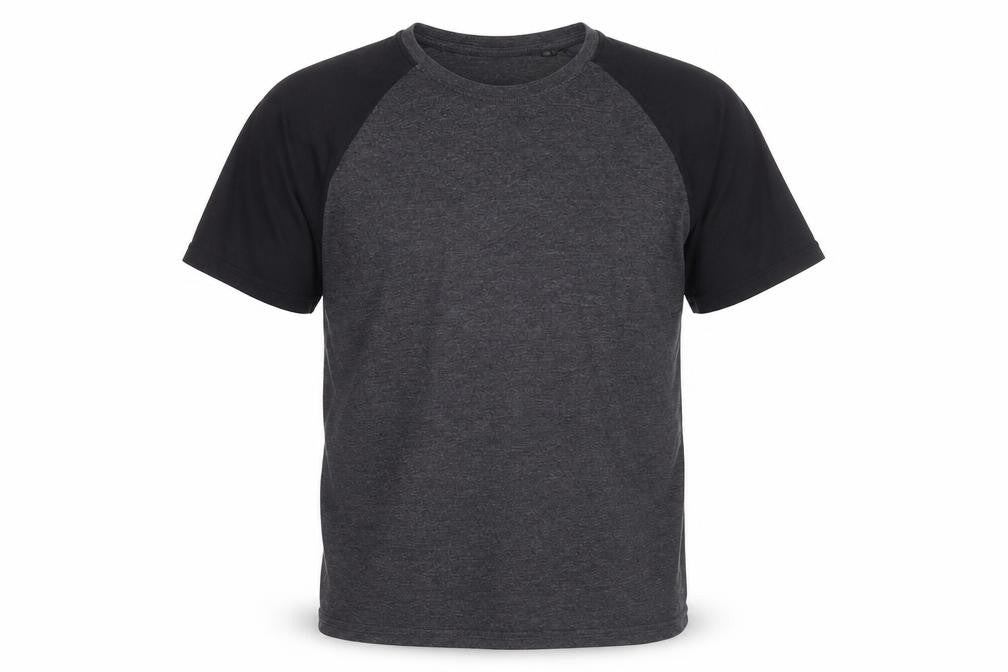 Front view of Cedherring Men's Grey Black Large Slim Fit Raglan Crew Neck T-Shirt