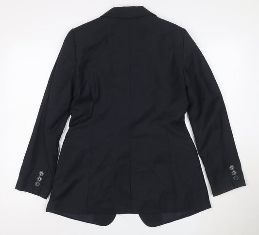 Marks & Spencer Women Black Size 12 Tailored Single-Breasted Blazer