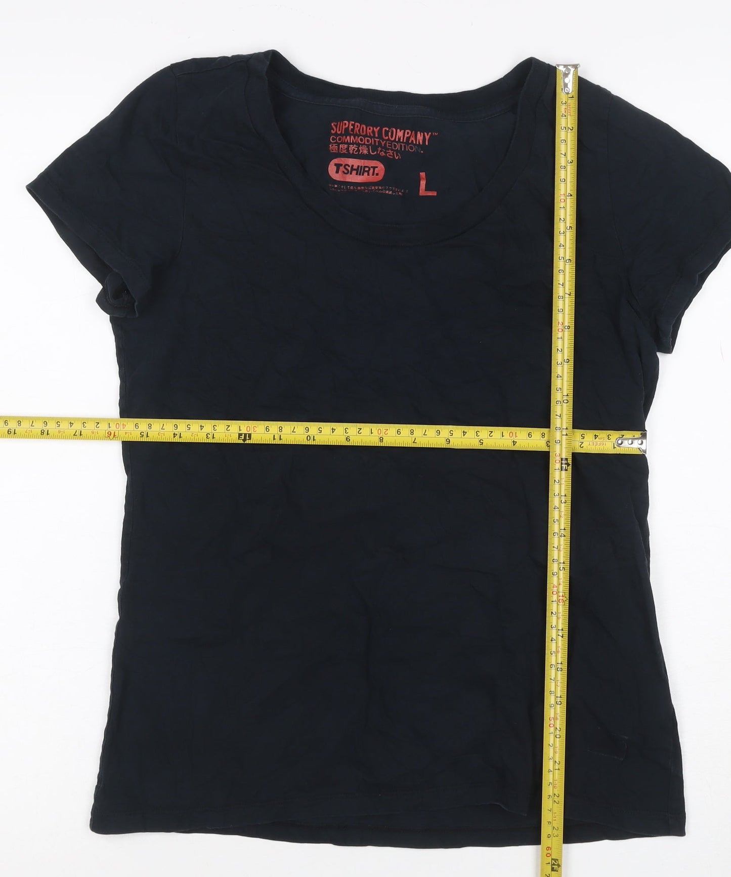 Superdry Women Black L Slim Fit Scoop Neck Cotton Jersey T-Shirt