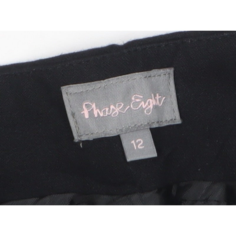 Phase Eight Women’s Black Size 12 Wide-Leg Tailored Trousers Ankle Zip