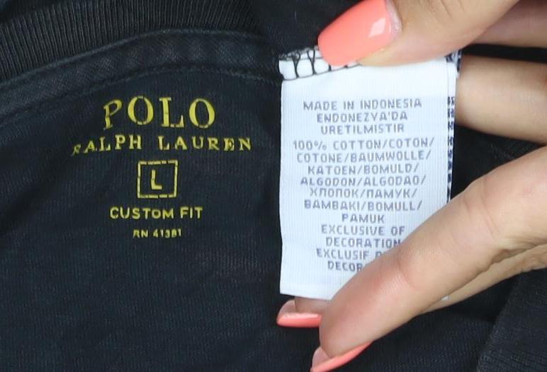 Polo Ralph Lauren Men’s Black L Custom Fit Logo Crew Neck T-Shirt