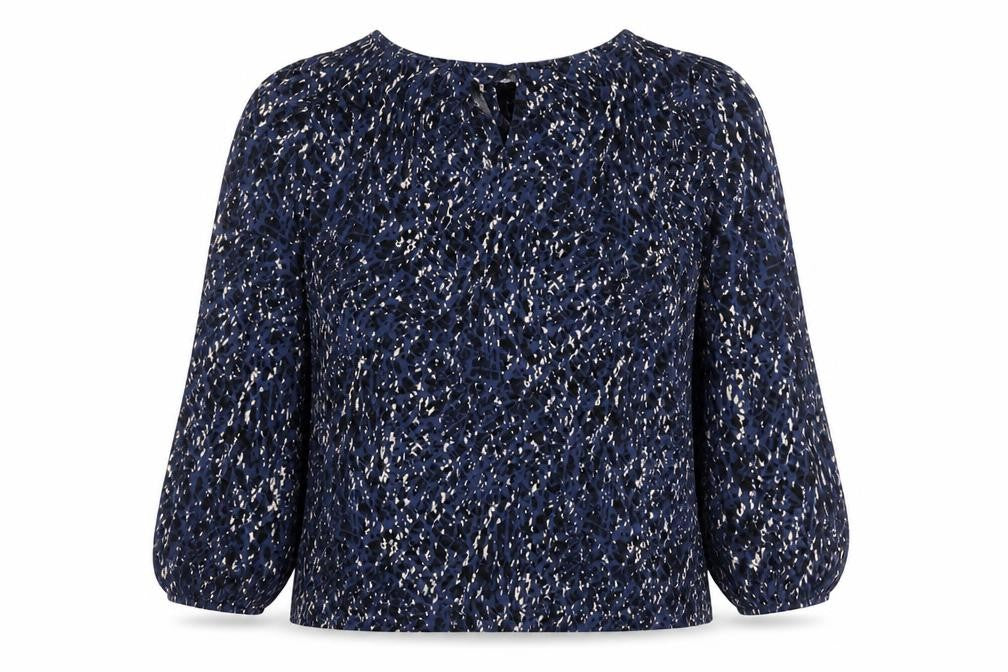 Kin by John Lewis Women’s Blue Animal Print Bell Sleeve Blouse Size 12