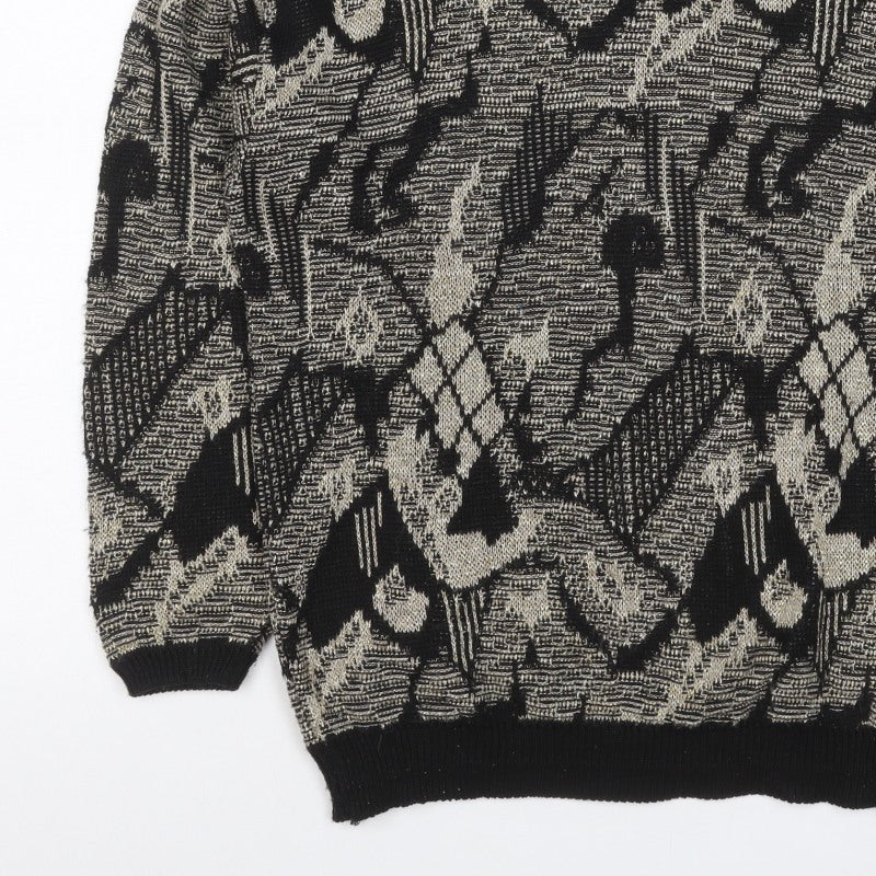 Helen Harper Women’s Black Beige S Geometric Retro Knit Jumper
