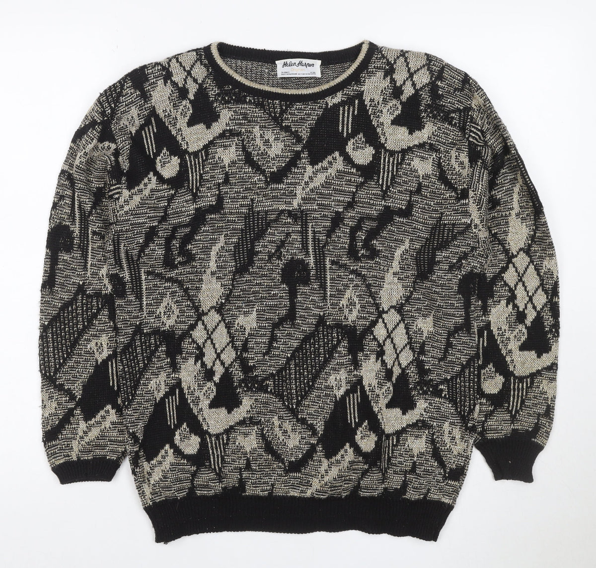 Helen Harper Women’s Black Beige S Geometric Retro Knit Jumper