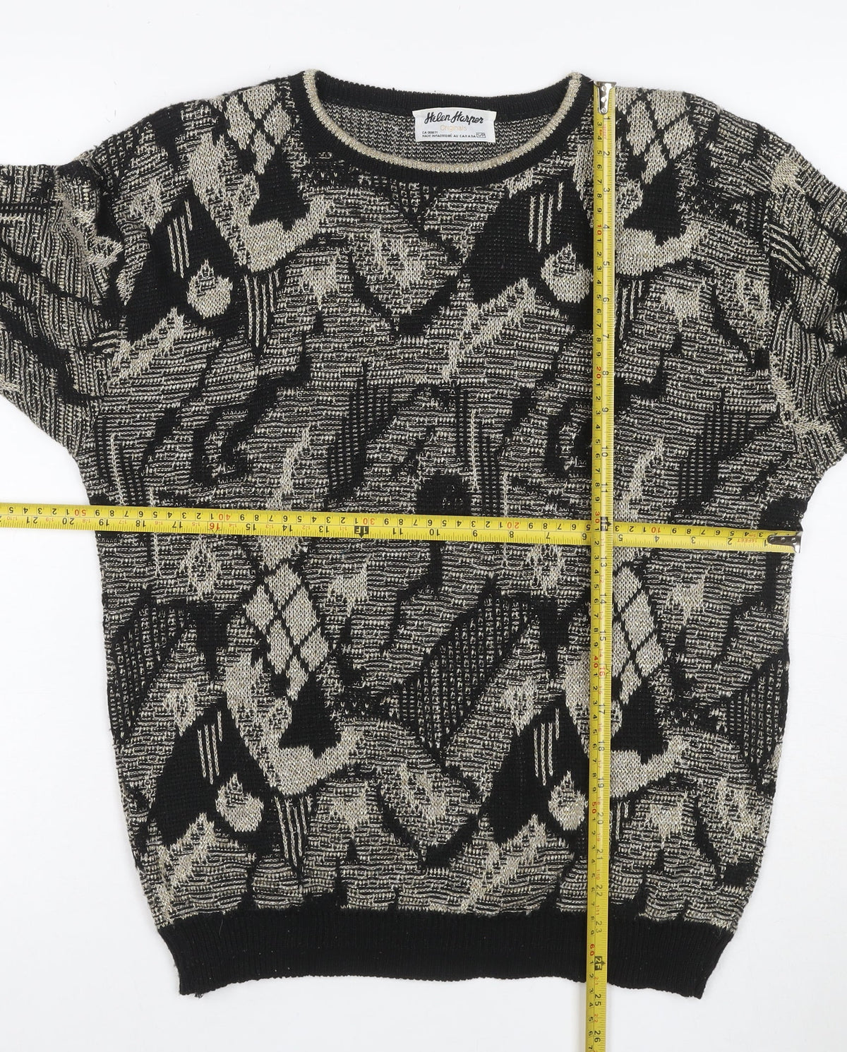 Helen Harper Women’s Black Beige S Geometric Retro Knit Jumper