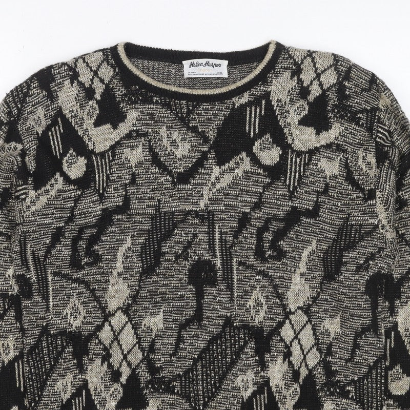 Helen Harper Women’s Black Beige S Geometric Retro Knit Jumper