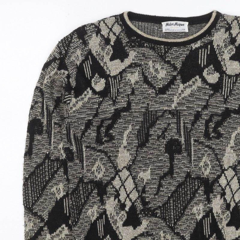 Helen Harper Women’s Black Beige S Geometric Retro Knit Jumper