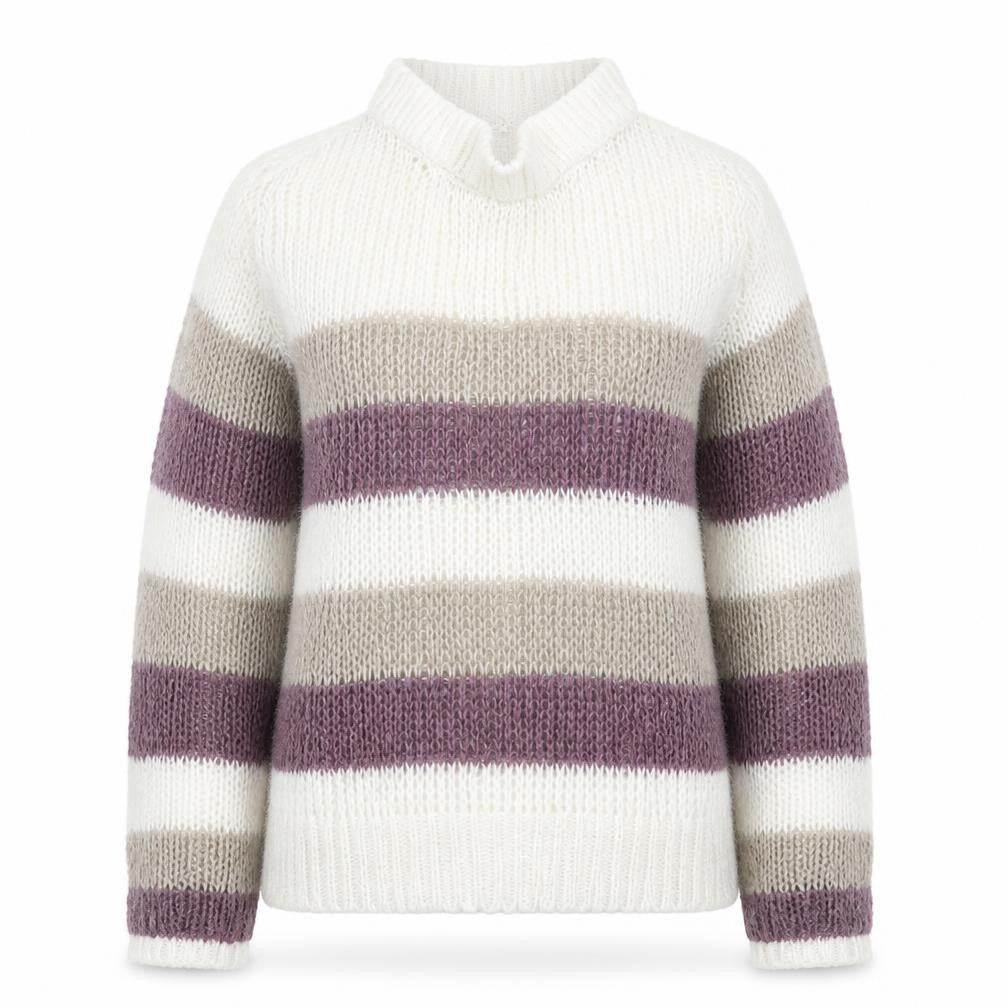 NA-KD Women’s Multicoloured Striped Chunky Knit Cowl Jumper XS