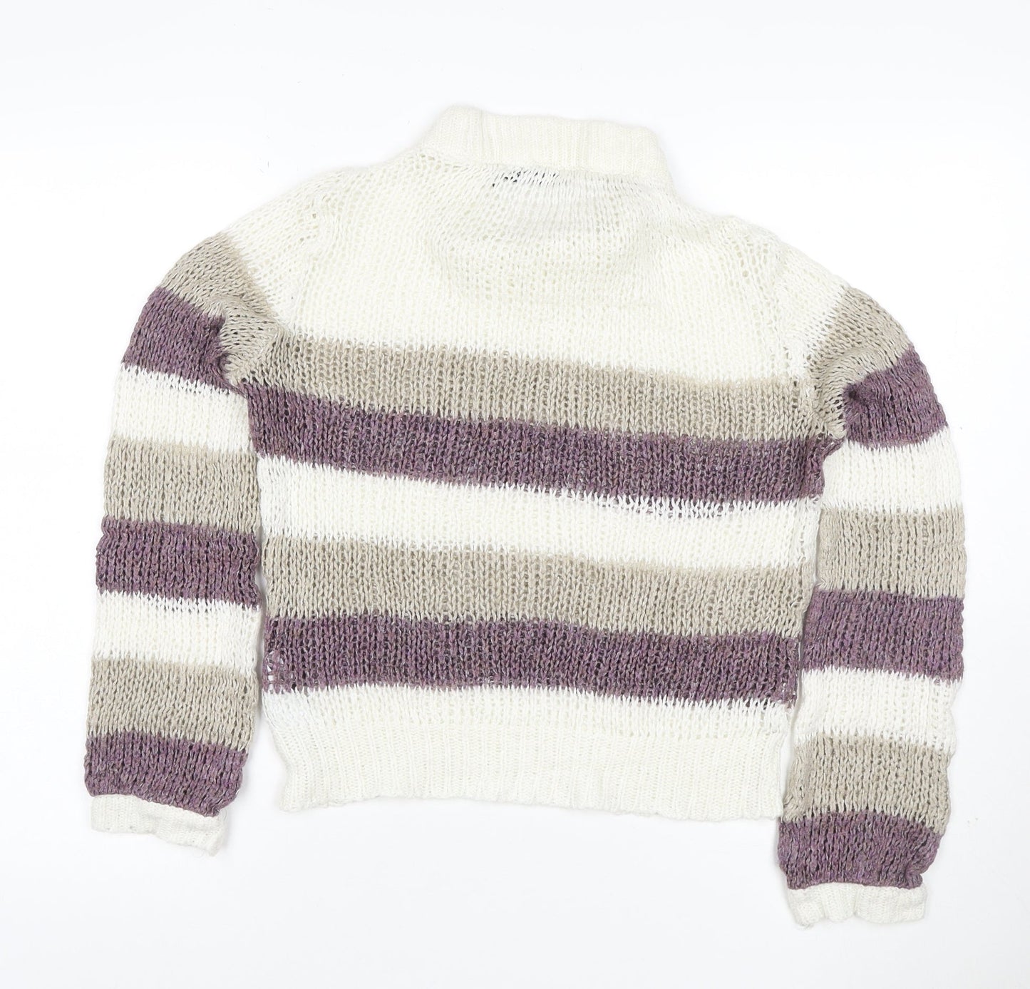 NA-KD Women’s Multicoloured Striped Chunky Knit Cowl Jumper XS