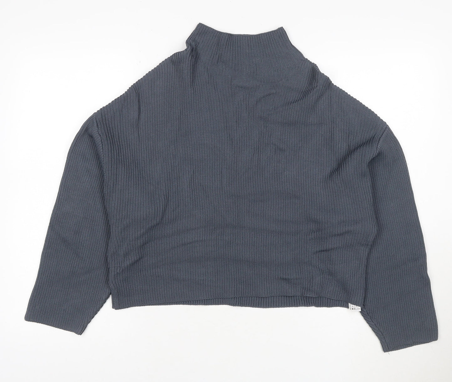 Zara Women Grey Roll Neck Knit Jumper Size S Long Sleeve