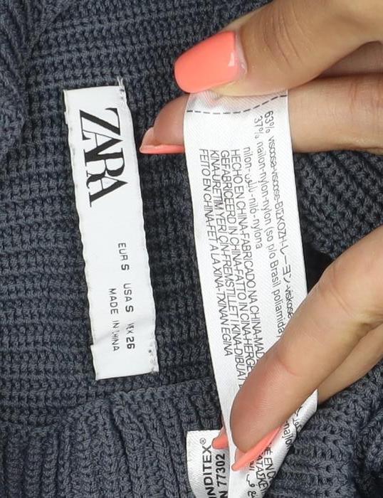 Zara Women Grey Roll Neck Knit Jumper Size S Long Sleeve