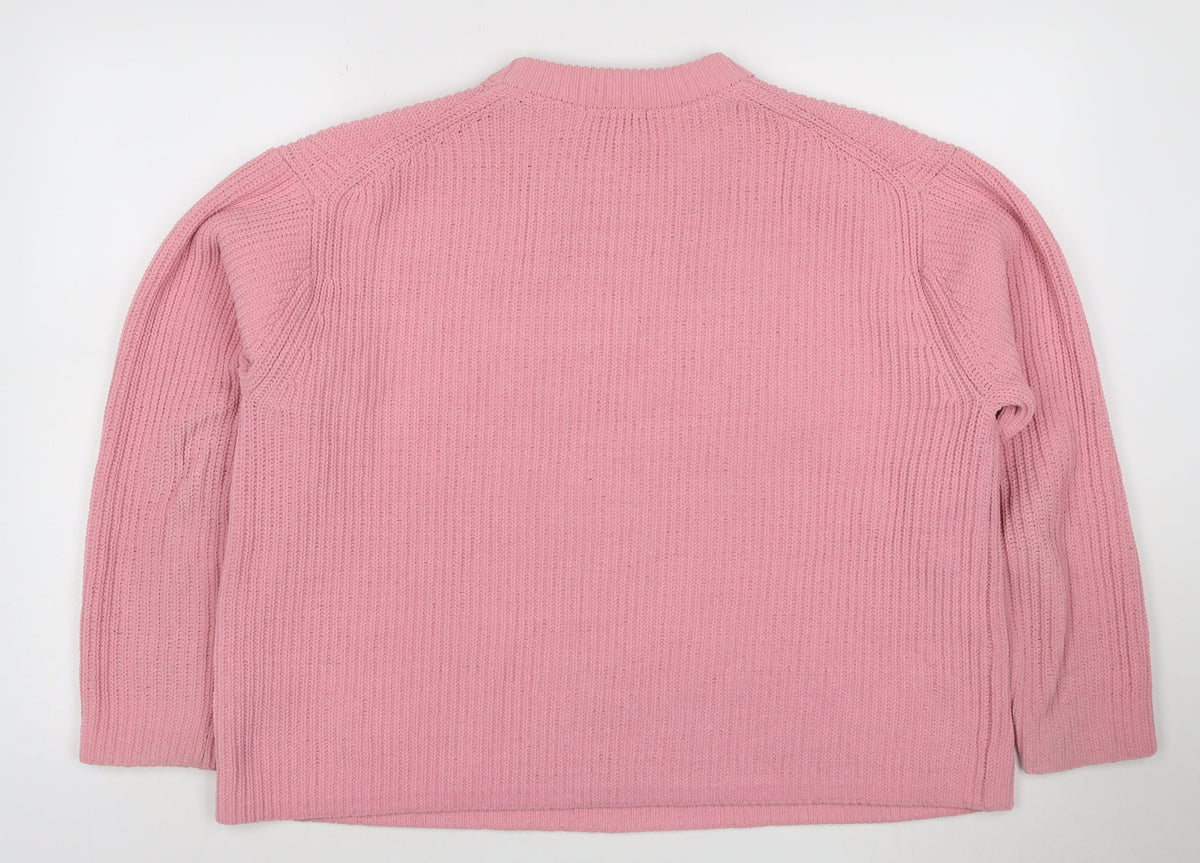 Uniqlo Women’s Pink L Ribbed Crew Neck Knit Pullover Jumper