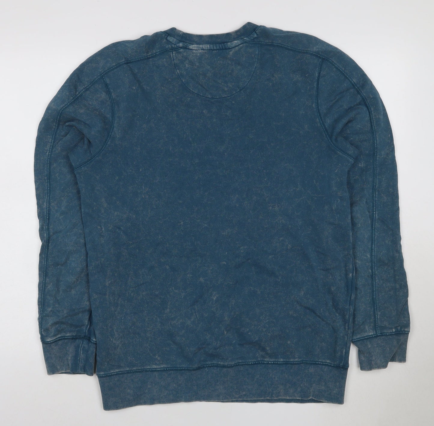 Next Men’s Blue Acid Wash Crew Neck Pullover Sweatshirt Size S