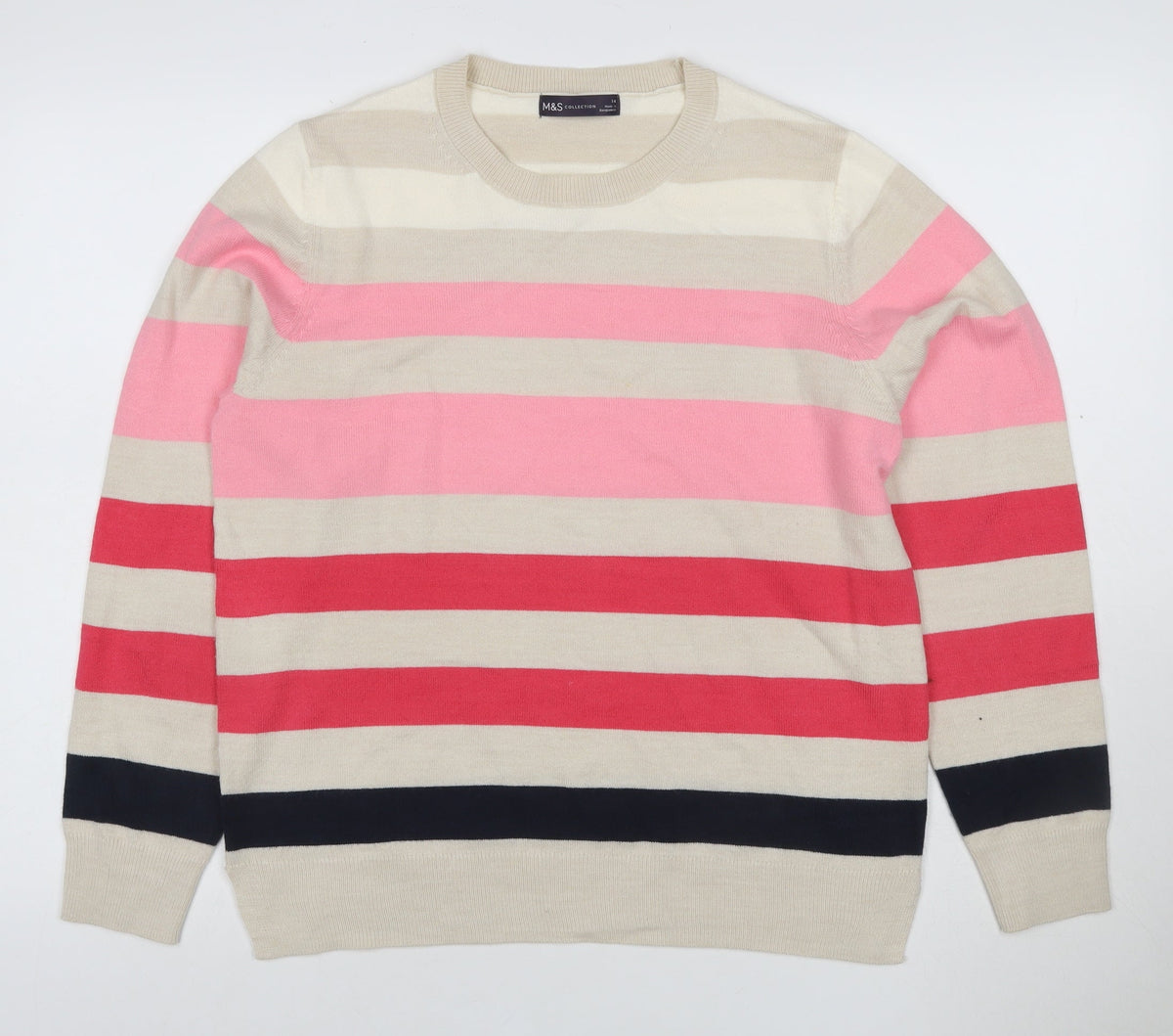Marks & Spencer Women’s Multicoloured Striped Knit Jumper UK 14
