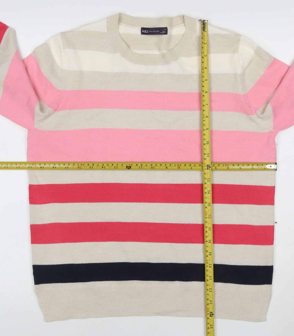 Marks & Spencer Women’s Multicoloured Striped Knit Jumper UK 14