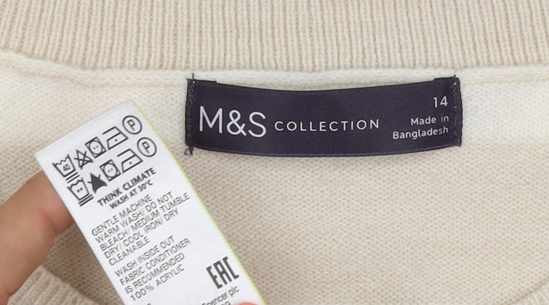 Marks & Spencer Women’s Multicoloured Striped Knit Jumper UK 14