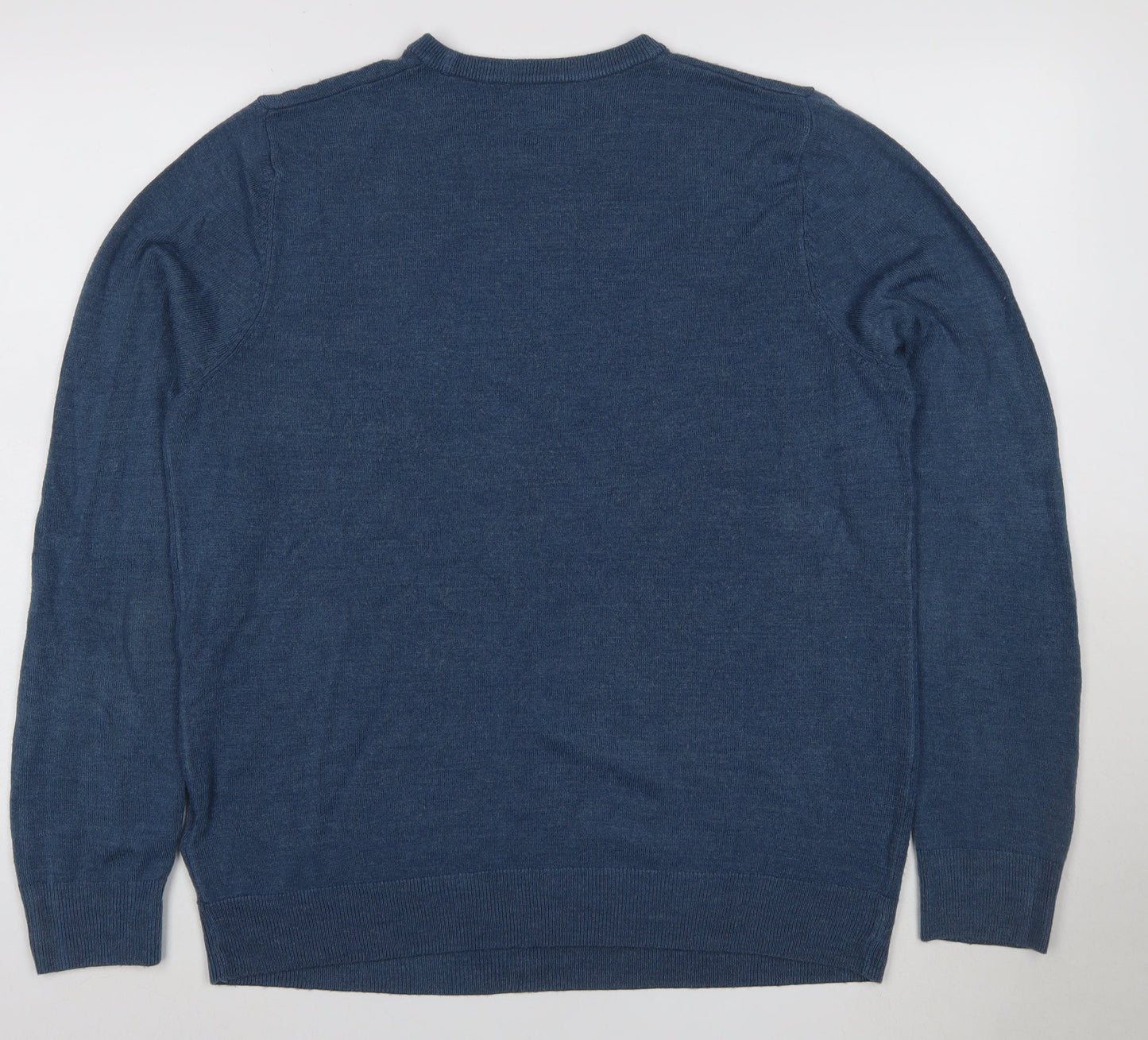 Marks and Spencer Men Blue L Regular Cashmilon Crew Neck Pullover Jumper