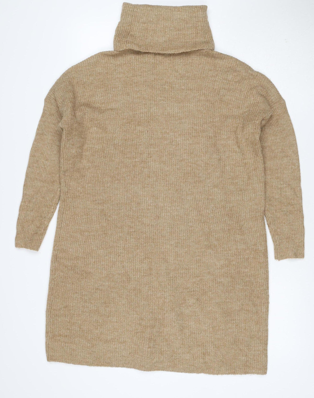 Only Women Beige M Alpaca Blend Roll Neck Tunic Jumper Long Sleeve
