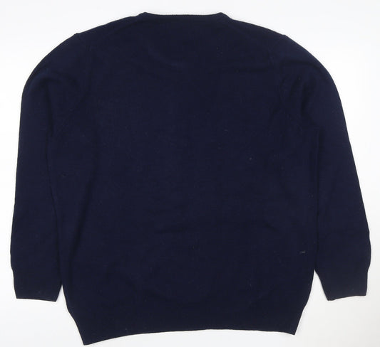Marks and Spencer Men’s Blue XL Lambswool Crew Neck Pullover Jumper