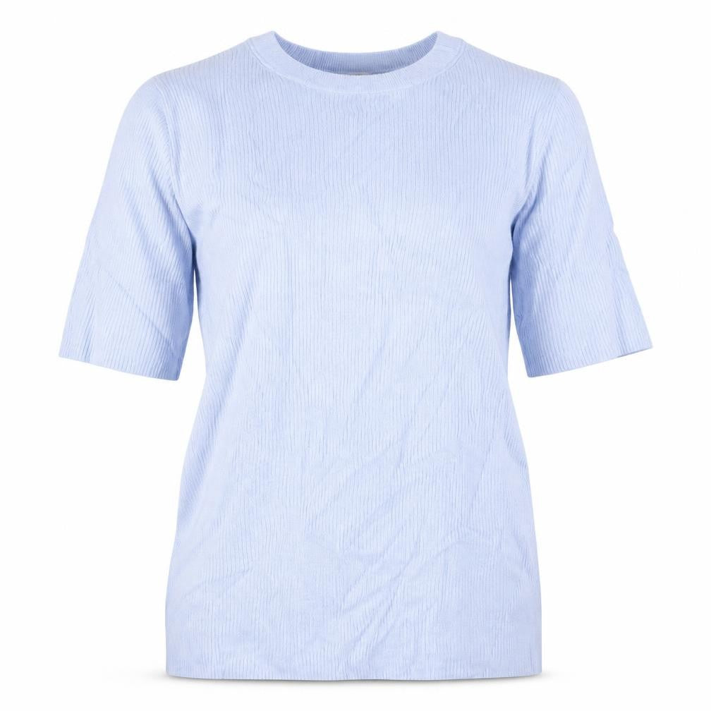 Marks and Spencer Women Blue M Ribbed Stretch Jersey T-Shirt