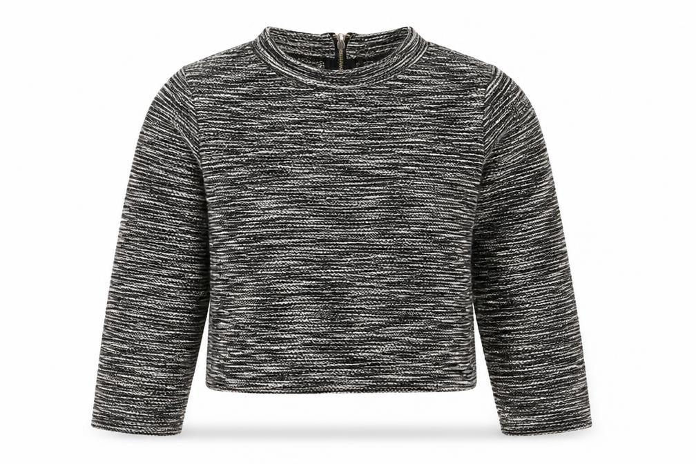 H&M Women’s Black White Cropped Knit Half Zip Top Size M