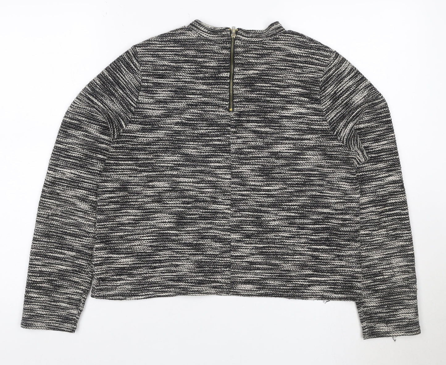 H&M Women’s Black White Cropped Knit Half Zip Top Size M