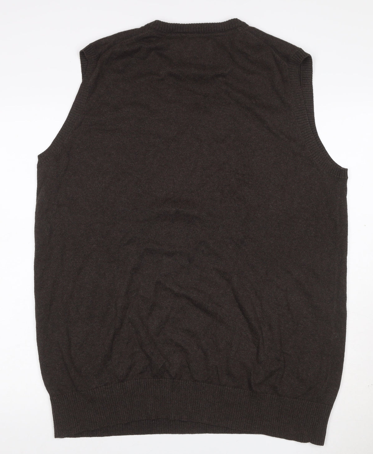 Eddie Bauer Men’s Brown L Tall Cashmere Cotton V-Neck Knit Vest