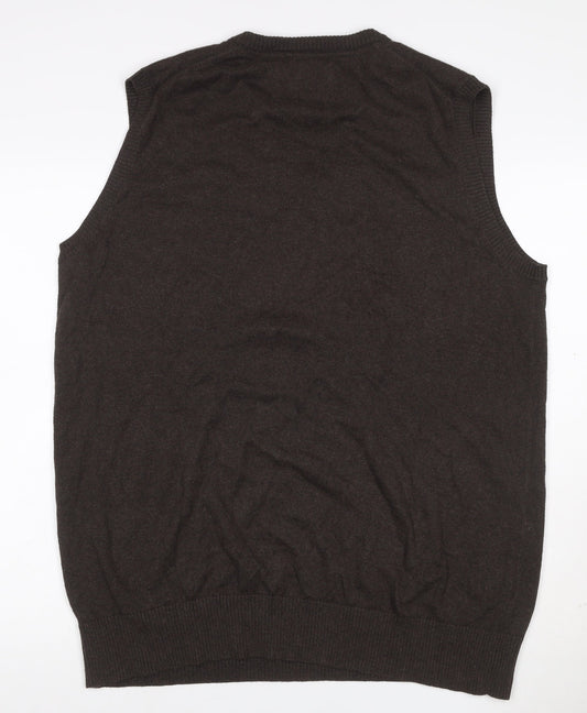 Eddie Bauer Men’s Brown L Tall Cashmere Cotton V-Neck Knit Vest