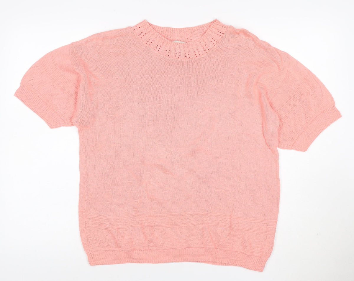 Separate Scene Women’s Pink L Short Sleeve Knit Pullover Jumper