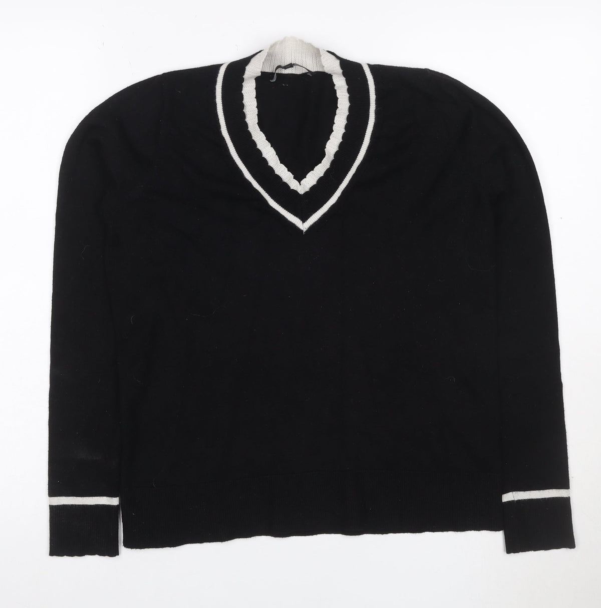 Next Women’s Black & White V-Neck Knit Jumper UK 8 Long Sleeve