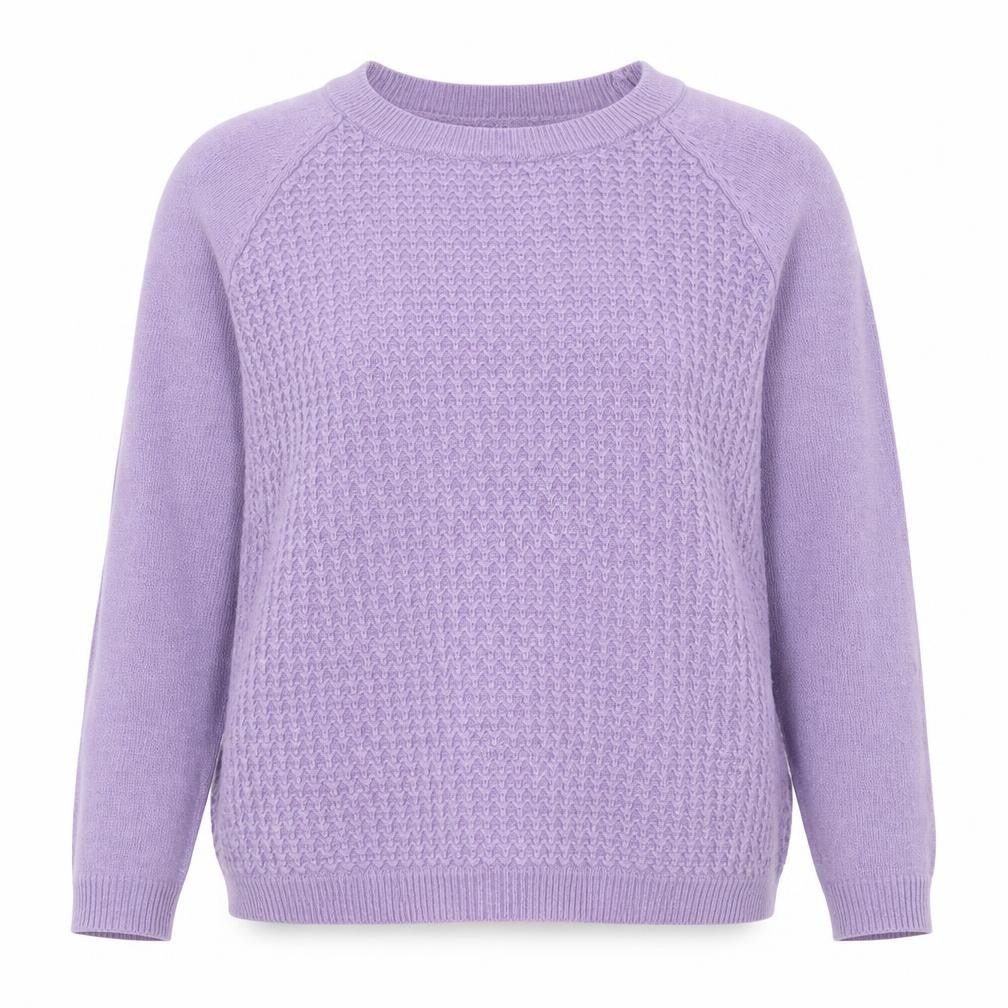 Warehouse Women’s Purple UK 14 Textured Knit Crew Neck Jumper
