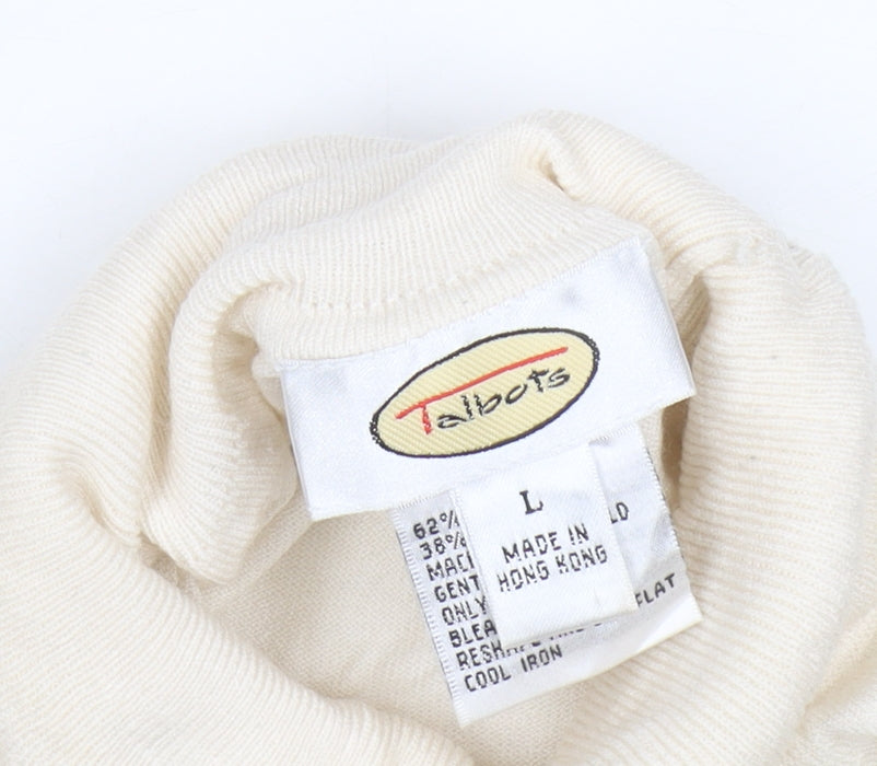 Talbots Women Ivory UK 16 Roll Neck Knit Jumper Long Sleeve
