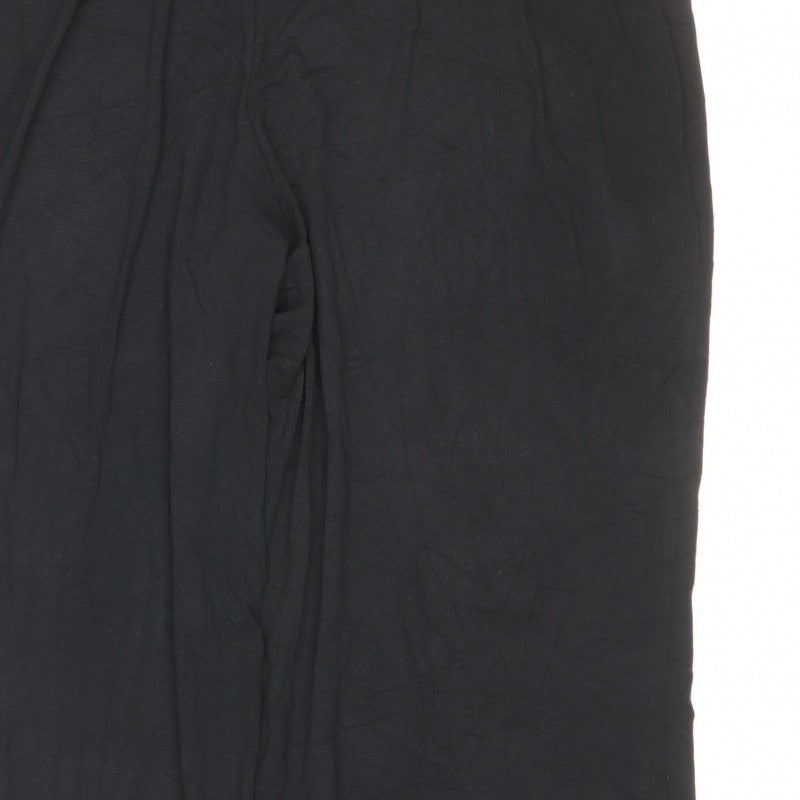Anya Hadsen Women’s Black Size 22 Wide-Leg Elastic Waist Trousers